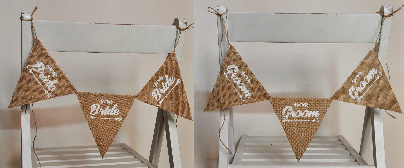 Burlap Bunting Bride Groom Wedding Venue